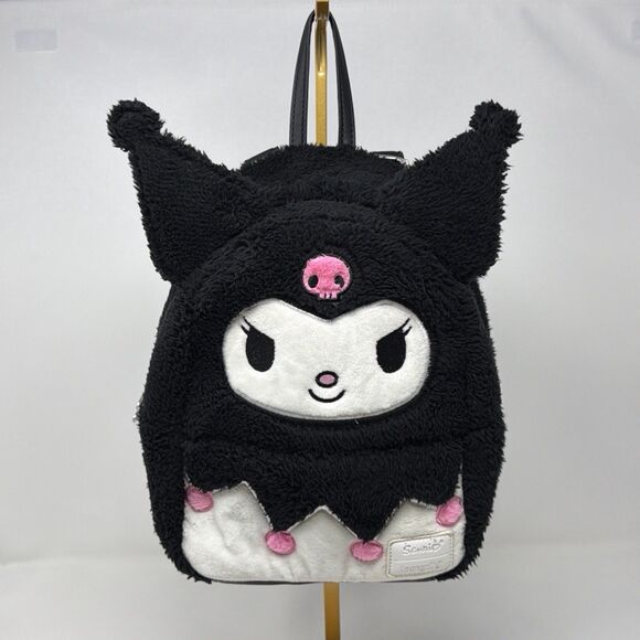 Sanrio Kuromi Plush Mini Backpack Loungefly Black Pink Fuzzy Bag main image 13